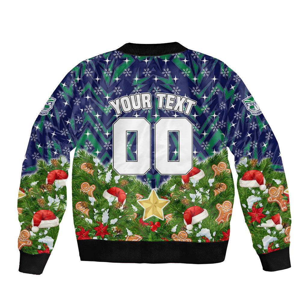 Personalised New Zealand Warriors Rugby Christmas Bomber Jacket Santa Rugby Mascot - Pine Wreath Festive