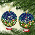 New Zealand Warriors Rugby Christmas Ceramic Ornament Santa Rugby Mascot - Pine Wreath Festive