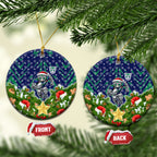 New Zealand Warriors Rugby Christmas Ceramic Ornament Santa Rugby Mascot - Pine Wreath Festive