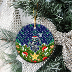 New Zealand Warriors Rugby Christmas Ceramic Ornament Santa Rugby Mascot - Pine Wreath Festive