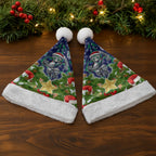 New Zealand Warriors Rugby Christmas Santa Hat Santa Rugby Mascot - Pine Wreath Festive