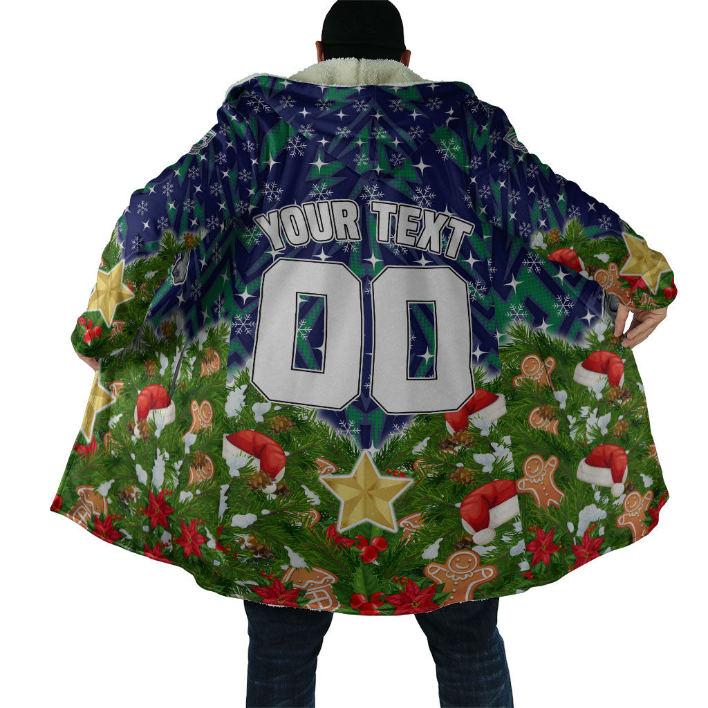 Personalised New Zealand Warriors Rugby Christmas Cloak Santa Rugby Mascot - Pine Wreath Festive