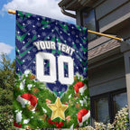 Personalised New Zealand Warriors Rugby Christmas Garden Flag Santa Rugby Mascot - Pine Wreath Festive