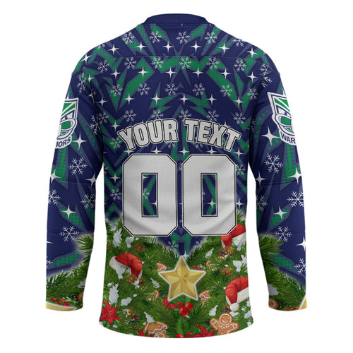Personalised New Zealand Warriors Rugby Christmas Hockey Jersey Santa Rugby Mascot - Pine Wreath Festive
