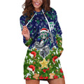 Personalised New Zealand Warriors Rugby Christmas Hoodie Dress Santa Rugby Mascot - Pine Wreath Festive