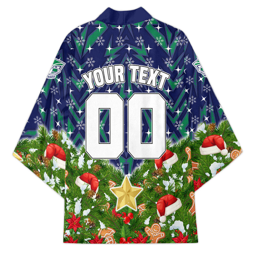 Personalised New Zealand Warriors Rugby Christmas Kimono Santa Rugby Mascot - Pine Wreath Festive