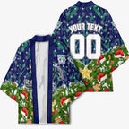 Personalised New Zealand Warriors Rugby Christmas Kimono Santa Rugby Mascot - Pine Wreath Festive