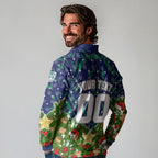 Personalised New Zealand Warriors Rugby Christmas Long Sleeve Polo Shirt Santa Rugby Mascot - Pine Wreath Festive