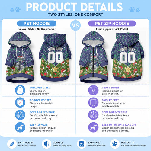 Personalised New Zealand Warriors Rugby Christmas Pet Hoodie Santa Rugby Mascot - Pine Wreath Festive