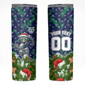 Personalised New Zealand Warriors Rugby Christmas Skinny Tumbler Santa Rugby Mascot - Pine Wreath Festive