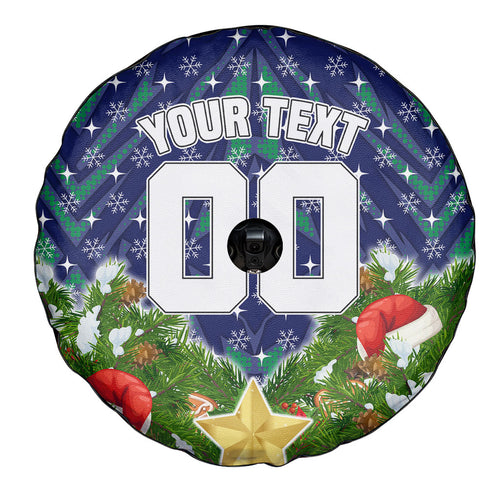Personalised New Zealand Warriors Rugby Christmas Spare Tire Cover Santa Rugby Mascot - Pine Wreath Festive