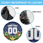 Personalised New Zealand Warriors Rugby Christmas Spare Tire Cover Santa Rugby Mascot - Pine Wreath Festive