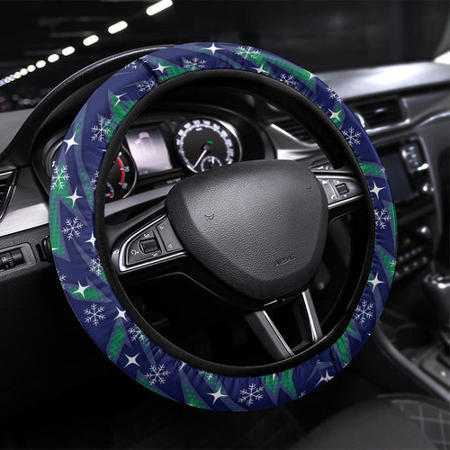 New Zealand Warriors Rugby Christmas Steering Wheel Cover Santa Rugby Mascot - Pine Wreath Festive