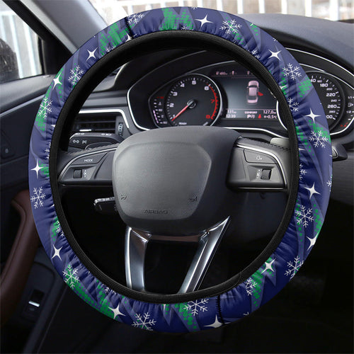 New Zealand Warriors Rugby Christmas Steering Wheel Cover Santa Rugby Mascot - Pine Wreath Festive