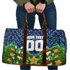 Personalised New Zealand Warriors Rugby Christmas Travel Bag Santa Rugby Mascot - Pine Wreath Festive