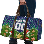 Personalised New Zealand Warriors Rugby Christmas Travel Bag Santa Rugby Mascot - Pine Wreath Festive