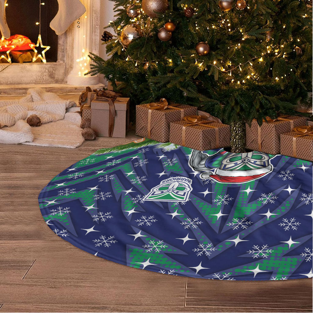 New Zealand Warriors Rugby Christmas Tree Skirt Santa Rugby Mascot - Pine Wreath Festive