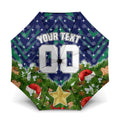 Personalised New Zealand Warriors Rugby Christmas Umbrella Santa Rugby Mascot - Pine Wreath Festive