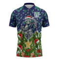 Personalised New Zealand Warriors Rugby Christmas Zipper Polo Shirt Santa Rugby Mascot - Pine Wreath Festive