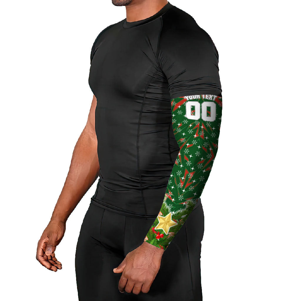 Personalised Rabbitohs Rugby Christmas Arm Sleeves Santa Rugby Mascot - Pine Wreath Festive