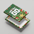 Personalised Rabbitohs Rugby Christmas Canvas Wall Art Santa Rugby Mascot - Pine Wreath Festive