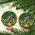 Rabbitohs Rugby Christmas Ceramic Ornament Santa Rugby Mascot - Pine Wreath Festive