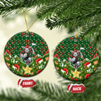 Rabbitohs Rugby Christmas Ceramic Ornament Santa Rugby Mascot - Pine Wreath Festive