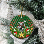 Rabbitohs Rugby Christmas Ceramic Ornament Santa Rugby Mascot - Pine Wreath Festive