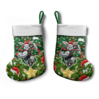 Rabbitohs Rugby Christmas Stocking Santa Rugby Mascot - Pine Wreath Festive
