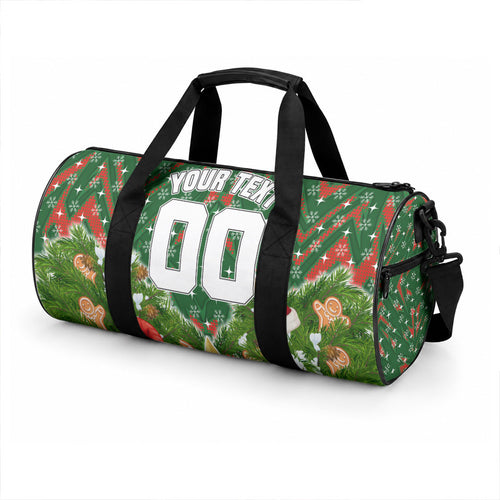 Personalised Rabbitohs Rugby Christmas Duffle Bag Santa Rugby Mascot - Pine Wreath Festive