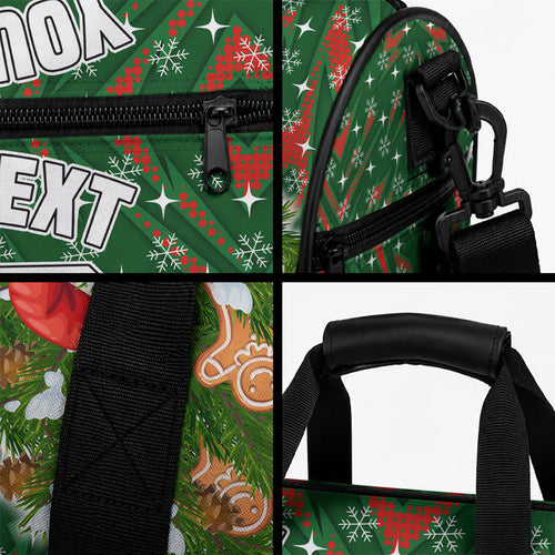Personalised Rabbitohs Rugby Christmas Duffle Bag Santa Rugby Mascot - Pine Wreath Festive