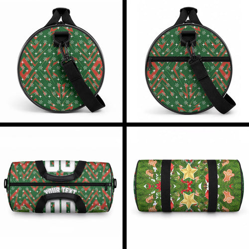 Personalised Rabbitohs Rugby Christmas Duffle Bag Santa Rugby Mascot - Pine Wreath Festive