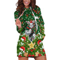 Personalised Rabbitohs Rugby Christmas Hoodie Dress Santa Rugby Mascot - Pine Wreath Festive