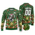 Personalised Rabbitohs Rugby Christmas Ugly Christmas Sweater Santa Rugby Mascot - Pine Wreath Festive