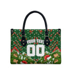 Personalised Rabbitohs Rugby Christmas Leather Bag Santa Rugby Mascot - Pine Wreath Festive
