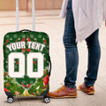 Personalised Rabbitohs Rugby Christmas Luggage Cover Santa Rugby Mascot - Pine Wreath Festive