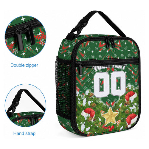 Personalised Rabbitohs Rugby Christmas Lunch Bag Santa Rugby Mascot - Pine Wreath Festive
