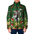 Personalised Rabbitohs Rugby Christmas Padded Jacket Santa Rugby Mascot - Pine Wreath Festive