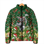 Personalised Rabbitohs Rugby Christmas Padded Jacket Santa Rugby Mascot - Pine Wreath Festive