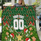 Personalised Rabbitohs Rugby Christmas Quilt Santa Rugby Mascot - Pine Wreath Festive