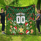 Personalised Rabbitohs Rugby Christmas Quilt Santa Rugby Mascot - Pine Wreath Festive