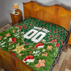 Personalised Rabbitohs Rugby Christmas Quilt Santa Rugby Mascot - Pine Wreath Festive