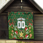 Personalised Rabbitohs Rugby Christmas Quilt Santa Rugby Mascot - Pine Wreath Festive