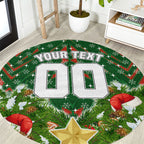Personalised Rabbitohs Rugby Christmas Round Carpet Santa Rugby Mascot - Pine Wreath Festive