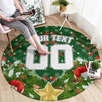 Personalised Rabbitohs Rugby Christmas Round Carpet Santa Rugby Mascot - Pine Wreath Festive
