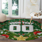 Personalised Rabbitohs Rugby Christmas Round Carpet Santa Rugby Mascot - Pine Wreath Festive