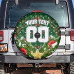 Personalised Rabbitohs Rugby Christmas Spare Tire Cover Santa Rugby Mascot - Pine Wreath Festive