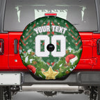 Personalised Rabbitohs Rugby Christmas Spare Tire Cover Santa Rugby Mascot - Pine Wreath Festive
