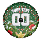 Personalised Rabbitohs Rugby Christmas Spare Tire Cover Santa Rugby Mascot - Pine Wreath Festive