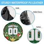 Personalised Rabbitohs Rugby Christmas Spare Tire Cover Santa Rugby Mascot - Pine Wreath Festive